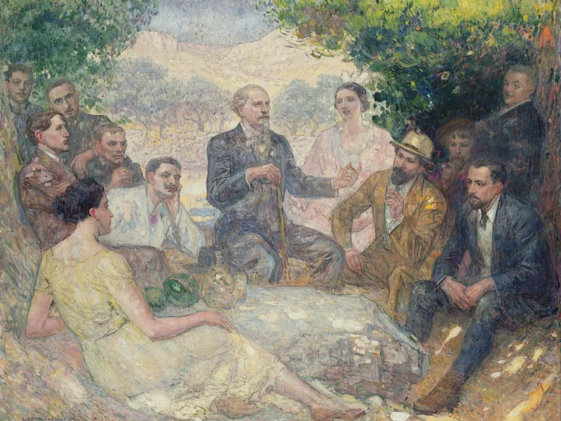 1870-Louis Denis - Valvérane - Mistral e i suoi amici davanti alle Alpilles
